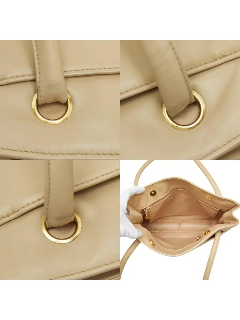 Chanel CC Logo Tote Beige Leather - Picture 9 of 10